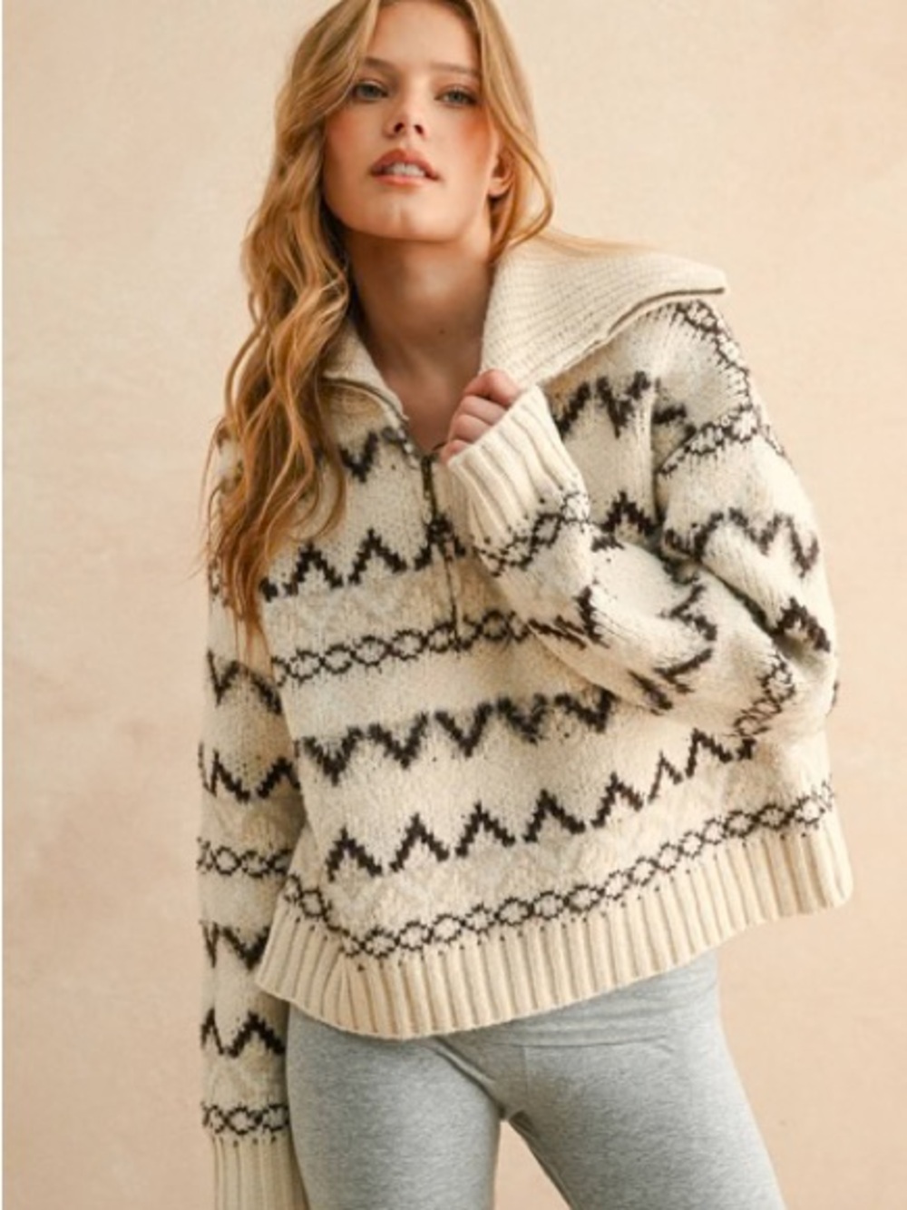 ALL IN FAVOR FAIR ISLE TURTLENECK SWEATER NWT SZ MED